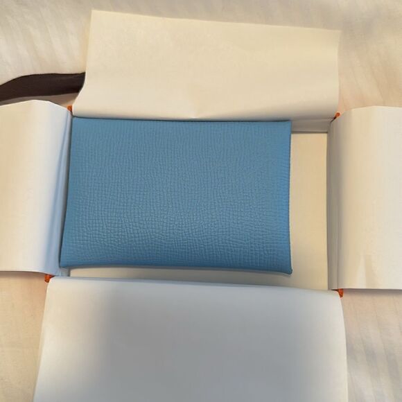 NWT Hermes snap card holder Blue - Picture 1 of 7